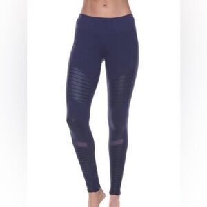 ALO Yoga Moto Navy Blue Leggings